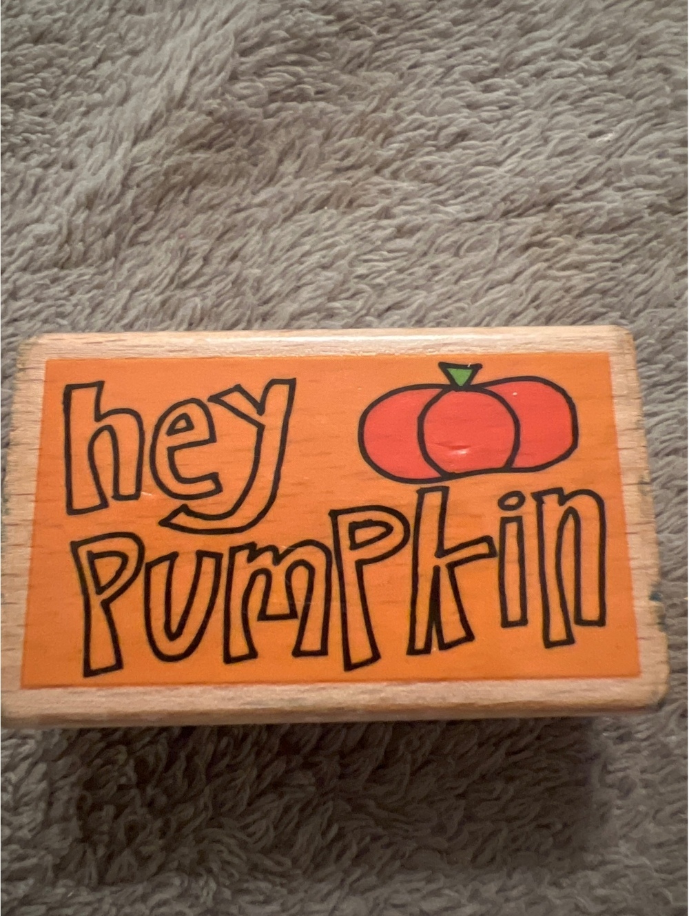 Hey Pumpkin Wooden Rubber Stamp